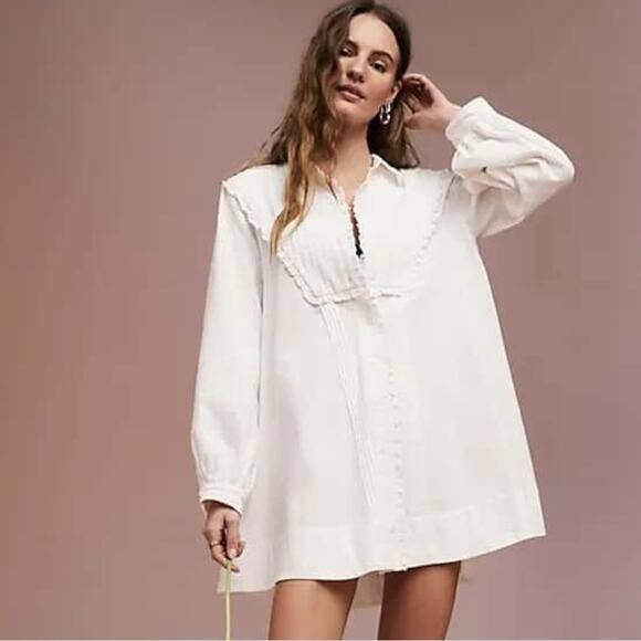 Free People Cherry Mini Dress in Optic White Large Western Bohemian - Picture 4 of 15